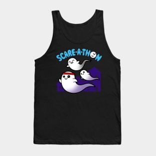 Funny Cute Kawaii Spooky Ghost Running Halloween Marathon Cartoon Tank Top